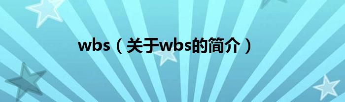 wbs（關(guān)于wbs的簡(jiǎn)介）