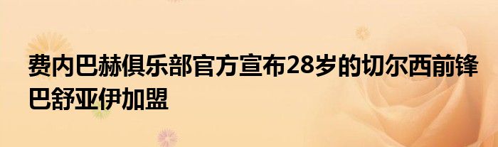 費(fèi)內(nèi)巴赫俱樂部官方宣布28歲的切爾西前鋒巴舒亞伊加盟