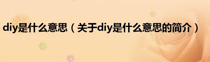 diy是什么意思（關于diy是什么意思的簡介）