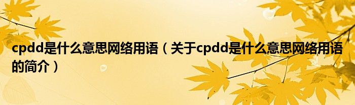 cpdd是什么意思網(wǎng)絡(luò)用語（關(guān)于cpdd是什么意思網(wǎng)絡(luò)用語的簡介）