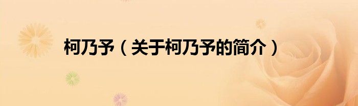 柯乃予（關于柯乃予的簡介）