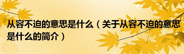 從容不迫的意思是什么（關(guān)于從容不迫的意思是什么的簡(jiǎn)介）