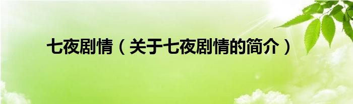 七夜劇情（關(guān)于七夜劇情的簡(jiǎn)介）