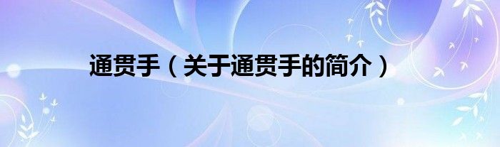 通貫手（關(guān)于通貫手的簡(jiǎn)介）