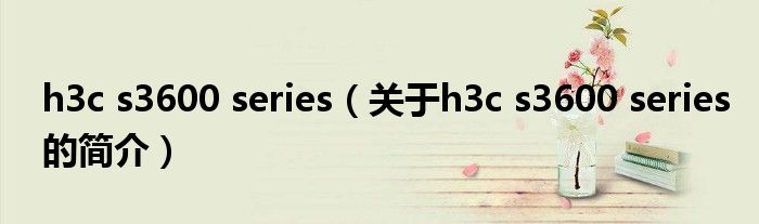 h3c s3600 series（關于h3c s3600 series的簡介）