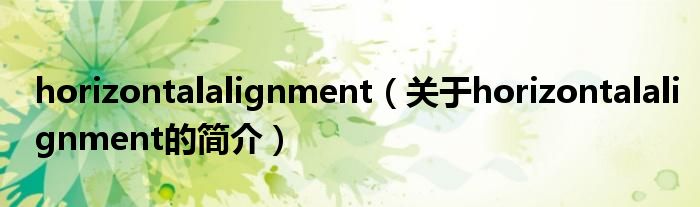 horizontalalignment（關于horizontalalignment的簡介）