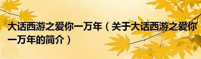 大話西游之愛你一萬年（關(guān)于大話西游之愛你一萬年的簡介）