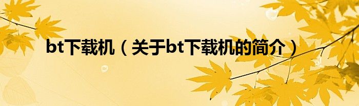 bt下載機(jī)（關(guān)于bt下載機(jī)的簡(jiǎn)介）