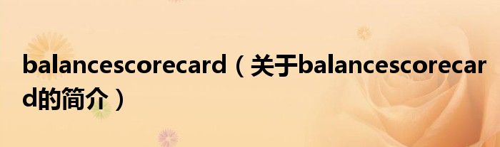 balancescorecard（關(guān)于balancescorecard的簡(jiǎn)介）