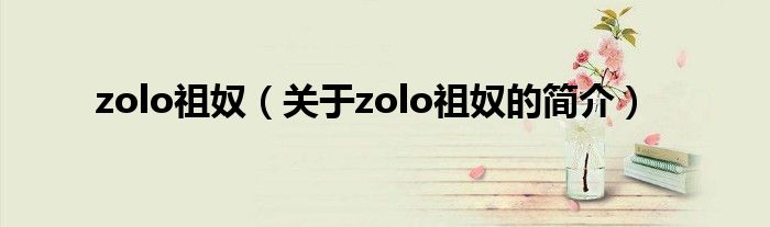 zolo祖奴（關(guān)于zolo祖奴的簡(jiǎn)介）