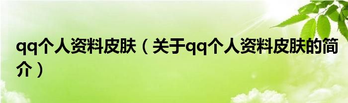 qq個(gè)人資料皮膚（關(guān)于qq個(gè)人資料皮膚的簡介）