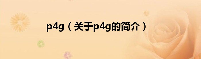 p4g（關于p4g的簡介）