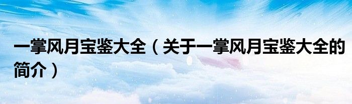 一掌風(fēng)月寶鑒大全（關(guān)于一掌風(fēng)月寶鑒大全的簡(jiǎn)介）