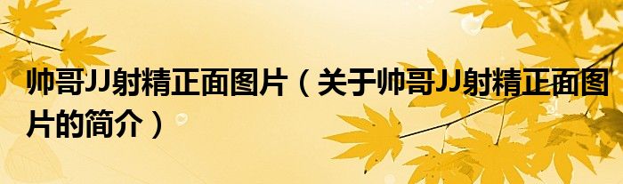 帥哥JJ射精正面圖片（關(guān)于帥哥JJ射精正面圖片的簡(jiǎn)介）