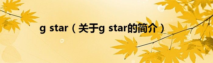 g star（關(guān)于g star的簡(jiǎn)介）