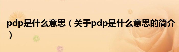 pdp是什么意思（關于pdp是什么意思的簡介）