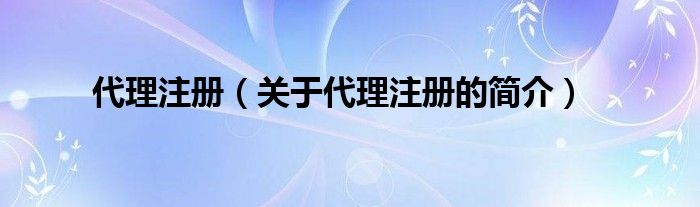 代理注冊（關(guān)于代理注冊的簡介）