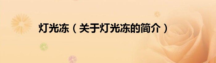 燈光凍（關(guān)于燈光凍的簡(jiǎn)介）