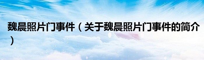 魏晨照片門事件（關(guān)于魏晨照片門事件的簡(jiǎn)介）