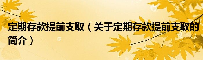 定期存款提前支?。P(guān)于定期存款提前支取的簡(jiǎn)介）