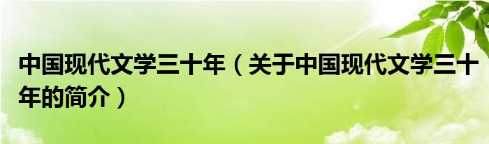 中國現(xiàn)代文學三十年（關(guān)于中國現(xiàn)代文學三十年的簡介）