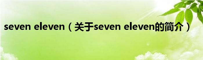 seven eleven（關于seven eleven的簡介）