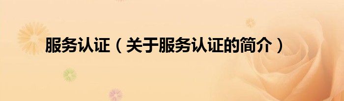 服務(wù)認證（關(guān)于服務(wù)認證的簡介）