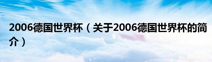 2006德國世界杯（關(guān)于2006德國世界杯的簡介）