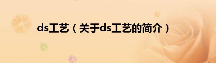 ds工藝（關(guān)于ds工藝的簡(jiǎn)介）