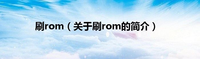 刷rom（關(guān)于刷rom的簡介）