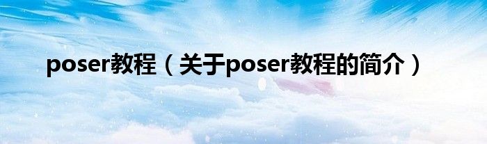 poser教程（關(guān)于poser教程的簡介）