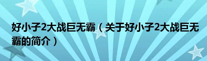 好小子2大戰(zhàn)巨無(wú)霸（關(guān)于好小子2大戰(zhàn)巨無(wú)霸的簡(jiǎn)介）