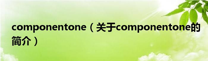 componentone（關于componentone的簡介）