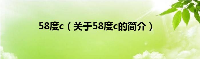 58度c（關于58度c的簡介）