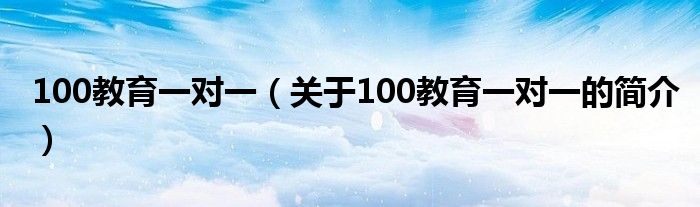 100教育一對一（關(guān)于100教育一對一的簡介）