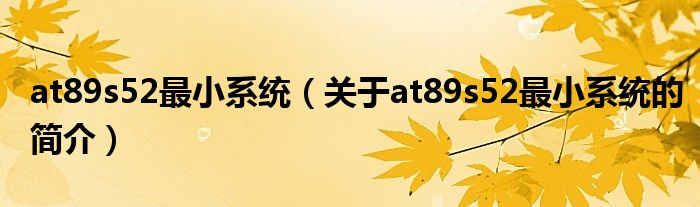 at89s52最小系統(tǒng)（關(guān)于at89s52最小系統(tǒng)的簡介）