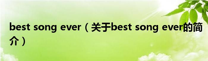 best song ever（關(guān)于best song ever的簡(jiǎn)介）