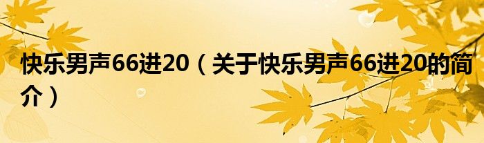 快樂(lè)男聲66進(jìn)20（關(guān)于快樂(lè)男聲66進(jìn)20的簡(jiǎn)介）