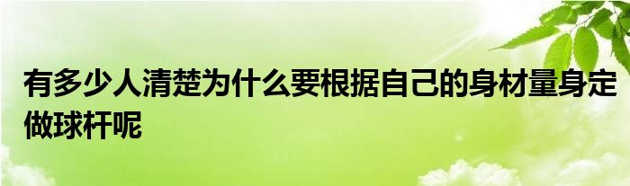 有多少人清楚為什么要根據自己的身材量身定做球桿呢