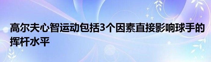 高爾夫心智運(yùn)動包括3個因素直接影響球手的揮桿水平