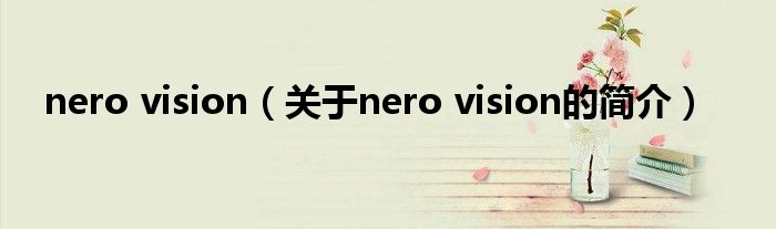 nero vision（關(guān)于nero vision的簡(jiǎn)介）