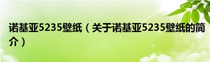 諾基亞5235壁紙（關(guān)于諾基亞5235壁紙的簡(jiǎn)介）