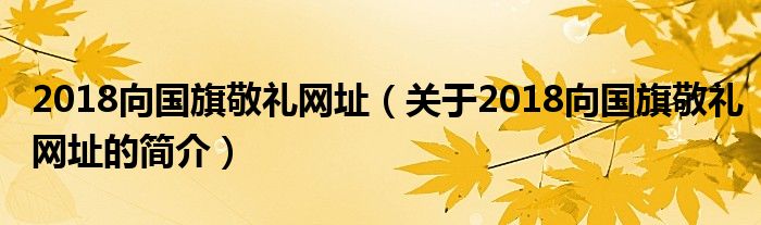 2018向國(guó)旗敬禮網(wǎng)址（關(guān)于2018向國(guó)旗敬禮網(wǎng)址的簡(jiǎn)介）