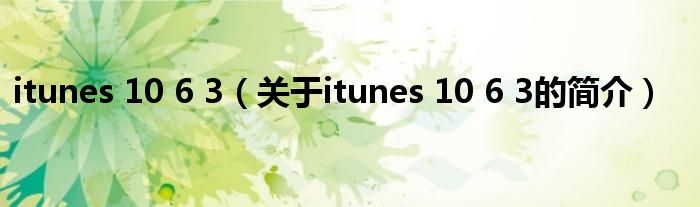 itunes 10 6 3（關(guān)于itunes 10 6 3的簡(jiǎn)介）