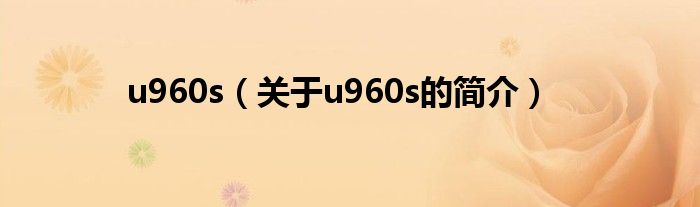 u960s（關(guān)于u960s的簡(jiǎn)介）