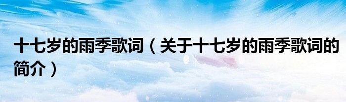 十七歲的雨季歌詞（關(guān)于十七歲的雨季歌詞的簡介）