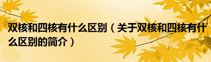 雙核和四核有什么區(qū)別（關(guān)于雙核和四核有什么區(qū)別的簡(jiǎn)介）