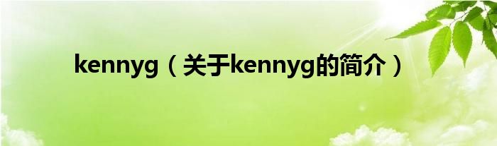 kennyg（關(guān)于kennyg的簡介）