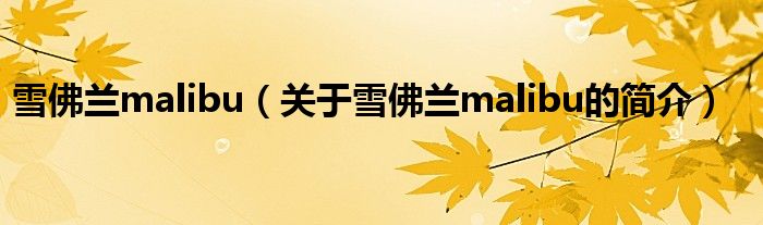 雪佛蘭malibu（關(guān)于雪佛蘭malibu的簡(jiǎn)介）