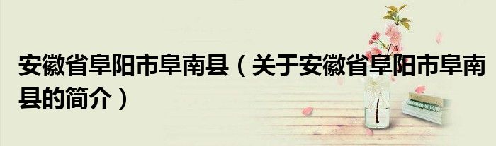 安徽省阜陽市阜南縣（關于安徽省阜陽市阜南縣的簡介）